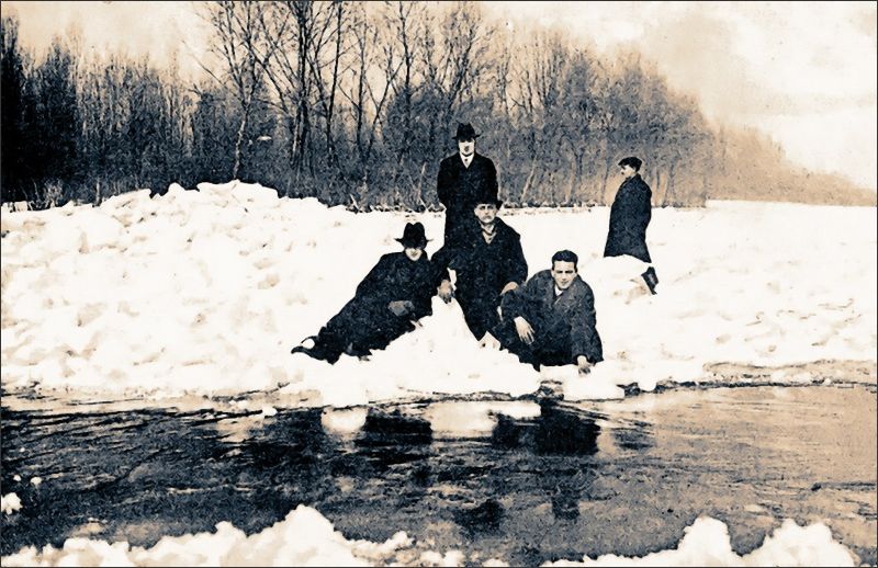 Rhein bei Altrip letztmals zugefroren - Aufnahme vom Februar 1929