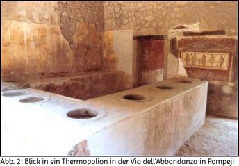 Abb. 2: Blick in ein Thermopolion in der Via dell'Abbondanza in Pompeji 