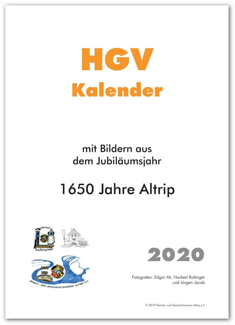 Der HGV-Kalender 2020 mit Bildern aus dem Jubiläumsjahr 1650 Jahre Altrip