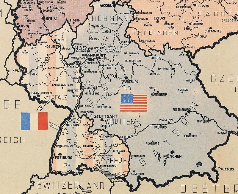 Deutschland - Karte der Besatzungsgebiete von 1945 - Ausschnitt (Quelle/©: Deutsche Digitale Bibliothek)