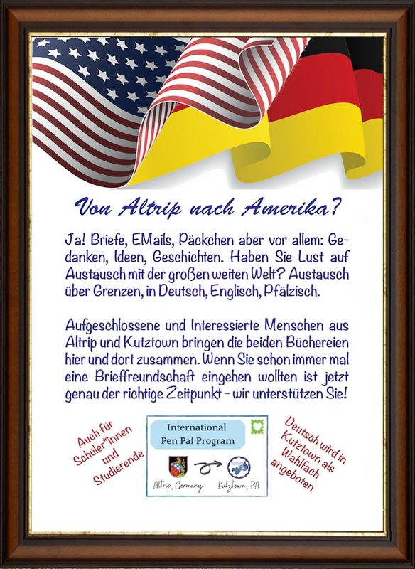 Brieffreundschaften zwischen Altrip (Deutschland) und Kutztown (USA)