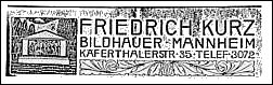 Briefkopf des Mannheimer Bildhauers Friedrich Kurz