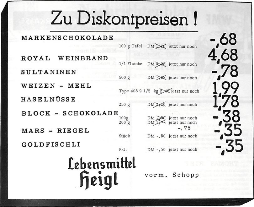 Lebensmittel Heigl (Nachrichtenblatt der Gemeinde Altrip | Donnerstag, den 15. November 1962 | 3. Jahrgang - Nummer 46)