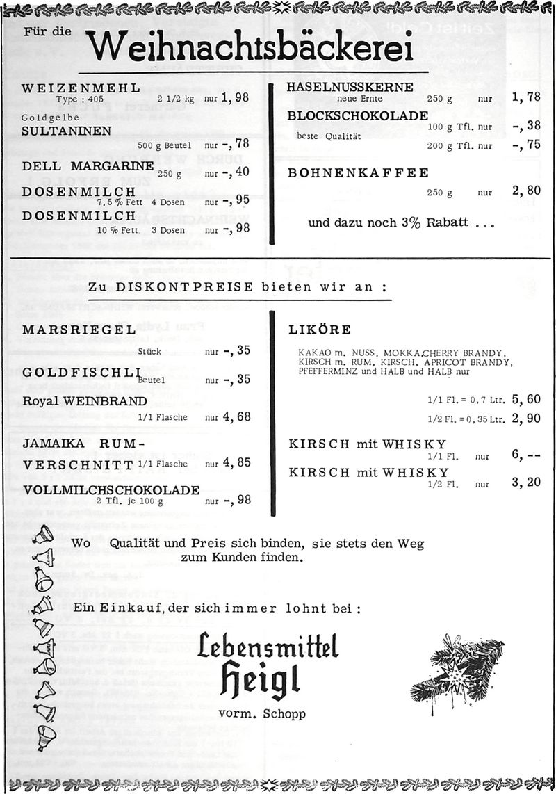 Lebensmittel Heigl (Nachrichtenblatt der Gemeinde Altrip | Donnerstag, den 29. November 1962 | 3. Jahrgang - Nummer 48)