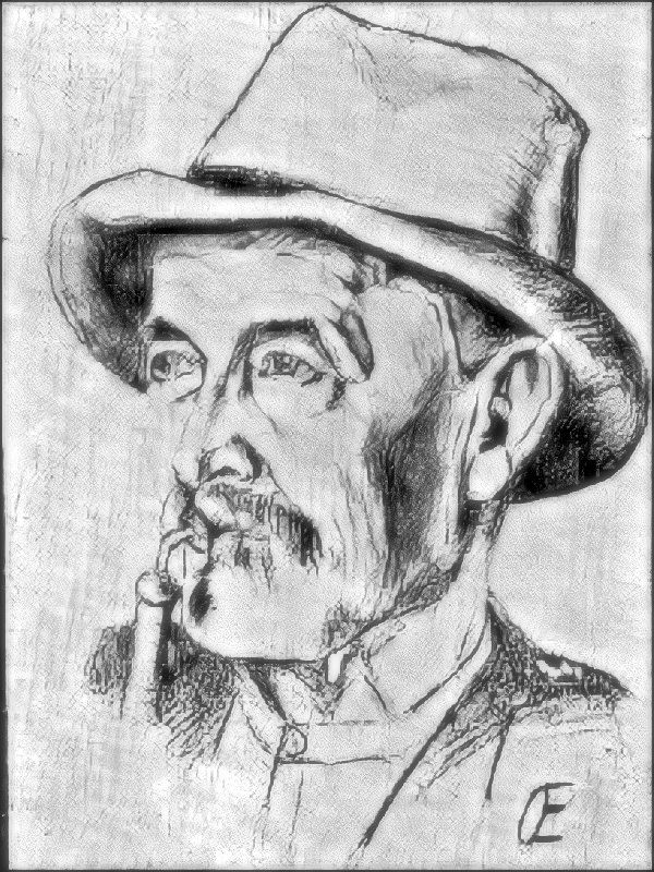 Berufsfischer Jakob Knauber (* 1866; † 1940), gezeichnet von Dr. Otto Eichenlaub in den 1920er Jahren.