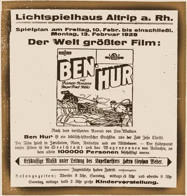 Lichtspielhaus Altrip - Spielplan vom 10.-13. Februar 1928