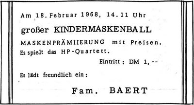 Fam. BAERT (Nachrichtenblatt der Gemeinde Altrip | Donnerstag, den 15. Februar 1968 | 9. Jahrgang - Nummer 7)