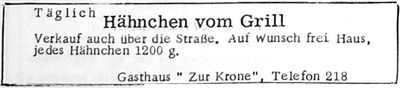 Gasthaus " Zur Krone" (Nachrichtenblatt der Gemeinde Altrip | Donnerstag, den 21. März 1963 | 4. Jahrgang - Nummer 12)