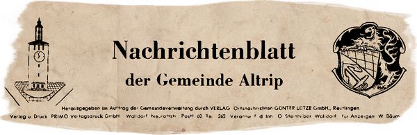 Nachrichtenblatt der Gemeinde Altrip | Donnerstag, den 15. März 1962 | 3. Jahrgang - Nummer 11