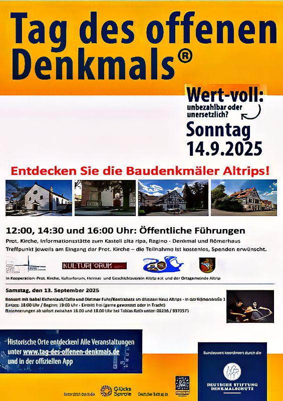 Tag des offenen Denkmals 2025: "Wert-voll: unbezahlbar oder unersetzlich"