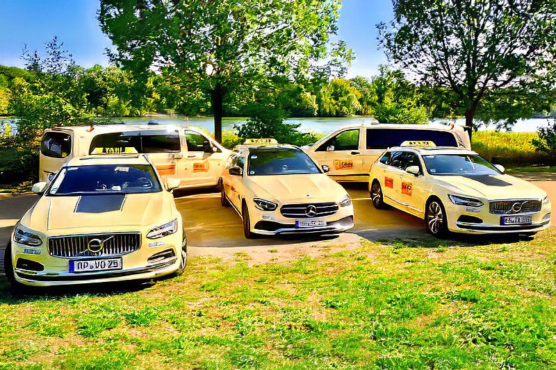 Ein Teil der Taxi-Altrip-Flotte am Rheinufer