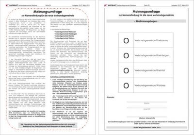 Meinungsumfrage zur Namensfindung für die neue Verbandsgemeinde