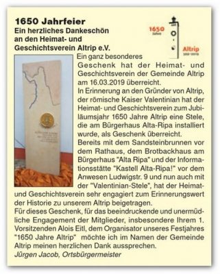 1650 Jahrfeier – Ein herzliches Dankeschön an &