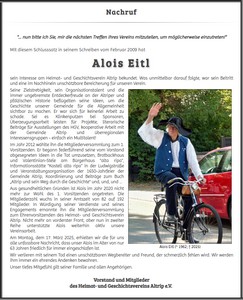 Wir trauern um unseren Ehrenvorsitzenden Alois Eitl