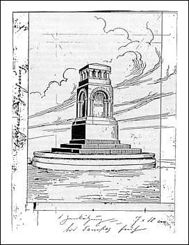 Zeitgenössische Zinkätzung des Regino-Denkmals in Altrip