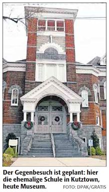 Der Gegenbesuch ist geplant: hier die ehemalige Schule in Kutztown, heute Museum. FOTO: DPAK/GRATIS   |   Quelle:&nbsp;DIE RHEINPFALZ - Ludwigshafener Rundschau -&nbsp;7. Juli 2022 - Mit freundlicher Genehmigung der&nbsp;RHEINPFALZ Verlag und Druckerei GmbH & Co. KG in Ludwigshafen.&nbsp;