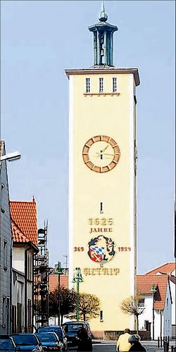 Der Wasserturm, das Wahrzeichens von Altrip