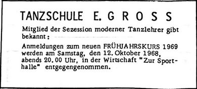 TANZSCHULE E. GROSS (Nachrichtenblatt der Gemeinde Altrip | Donnerstag, den&nbsp;10. Oktober 1968&nbsp; | 9. Jahrgang - Nummer 41)