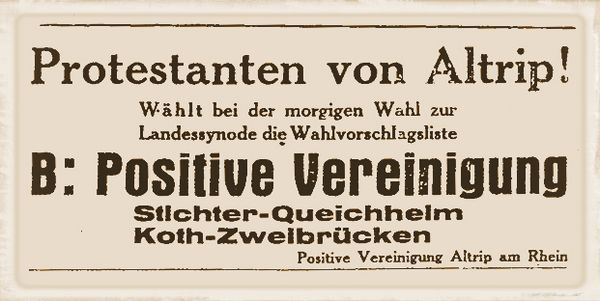 Anzeige aus dem „Altriper Lokalanzeiger