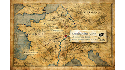 Hunnen überqueren Rhein bei Altrip