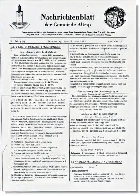 Amtsblatt Altrip vom 27. Juli 1961