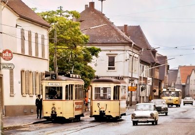 Straßenbahnendhaltestelle Ludwigshafen-Rheingönheim in den 1960er Jahren