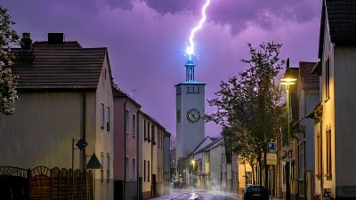 Blitzeinschlag im Wasserturm