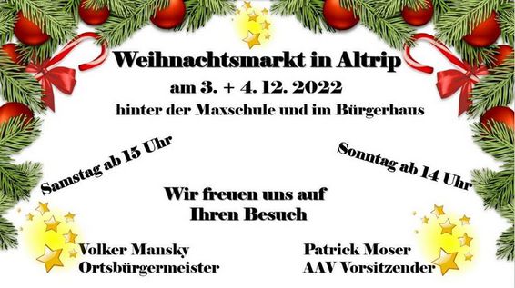 Einladung zum Altriper Weihnachtsmarkt 2022