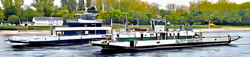 Angekommen: Die neue Rheinfähre Altrip, im Vordergrund ihre Vorgängerin „Gerda