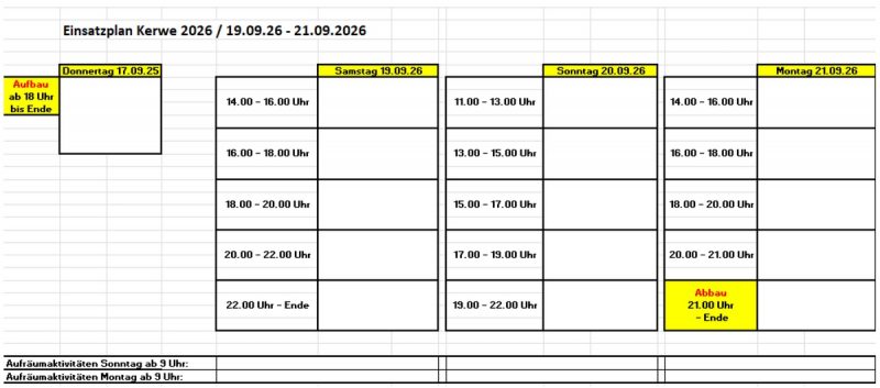 Einsatzplan Kerwe 2026