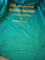 Original Band-T-Shirt der „Anonymen Giddarischde“ Anonyme Giddarischde und Rieslingbrot