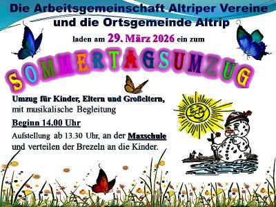 Sommertagsumzug in Altrip am 29. März 2026 Sommertagsumzug in Altrip 2026